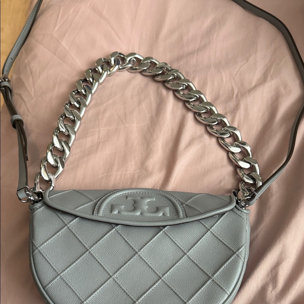 Tory Burch Gray Quilted Crossbody Bag